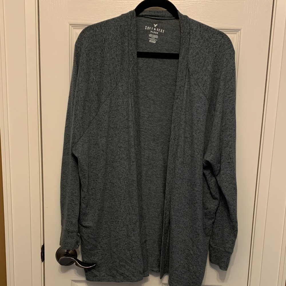 American Eagle Outfitters Heathered Green Gray Cardigan